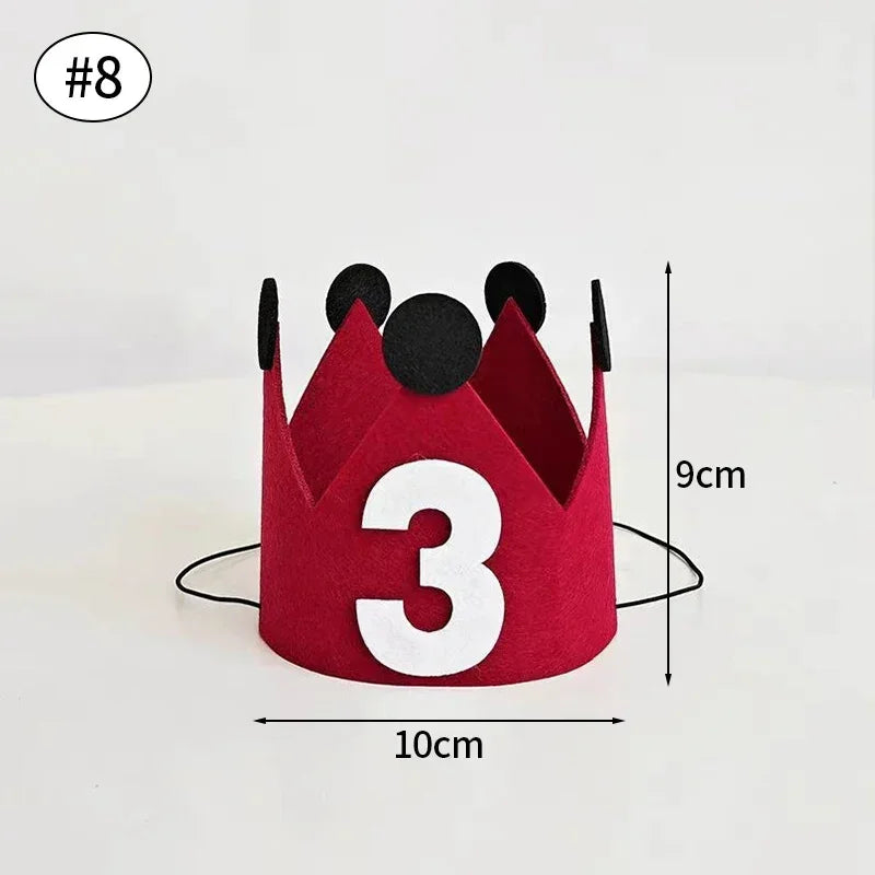 Happy Birthday Hat Baby First Birthday Party Felt Hat 1st 2th 3th Years Kids Baby Shower Hat Birthday Headband Decoration Red