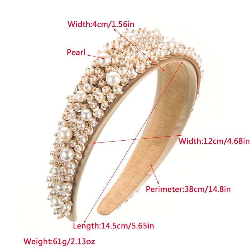 European And American Hair Accessories Baroque Headbands Handmade Pearl Studded versatile internet celebrity runway headbands