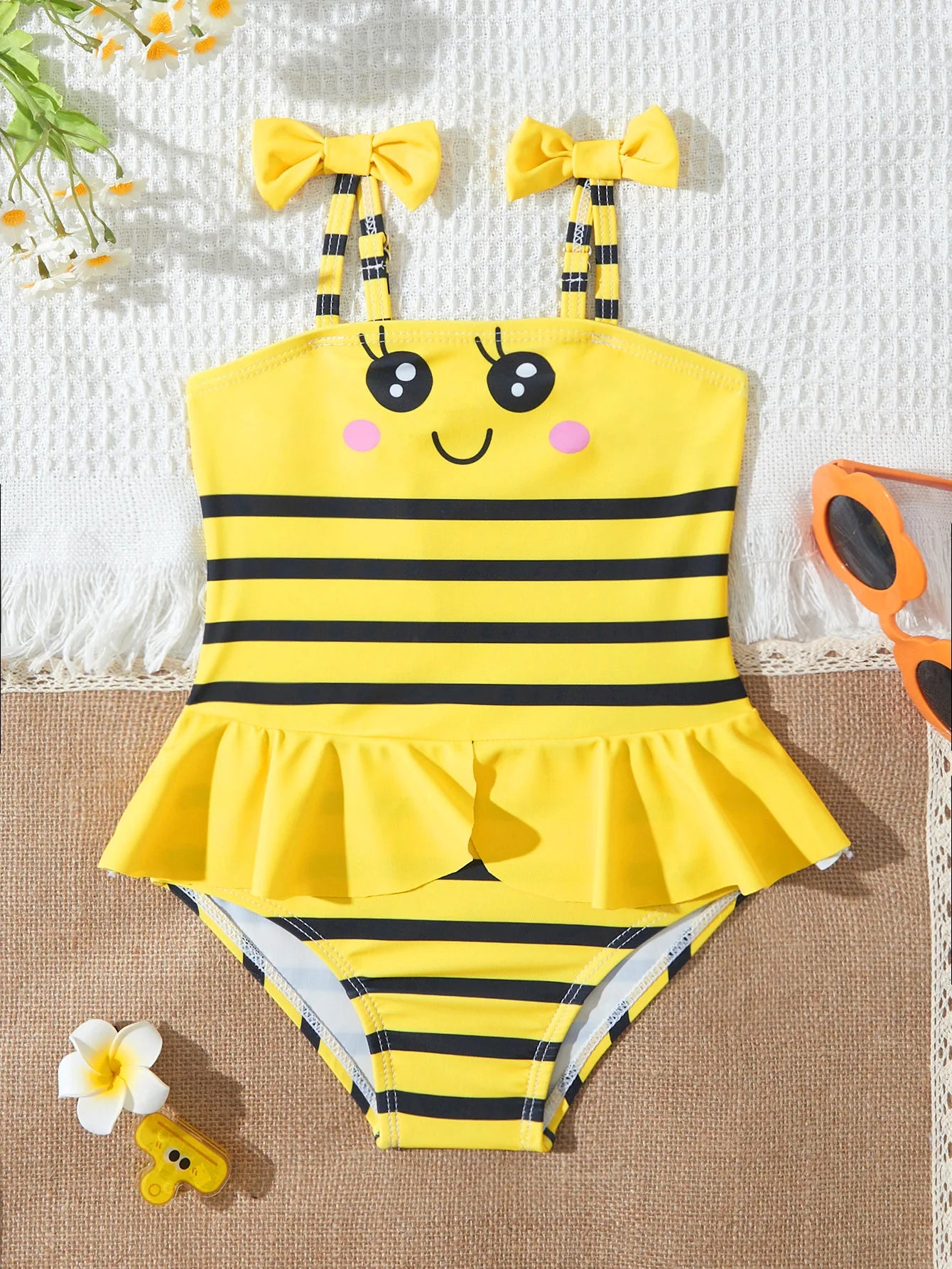 2026 Summer Children Swimsuit 2-8Years Girls Swimsuit Infant Baby Cute Cartoon Sleeveless Bikini Briefs One-piece Swimsuit