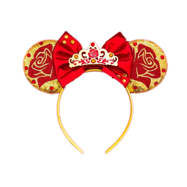 Beauty and Beast Baby Headbands Girls Belle Hair Accessories Enchanted Rose Ear Hairband Kid Crown Bow Headwear Baby Photography