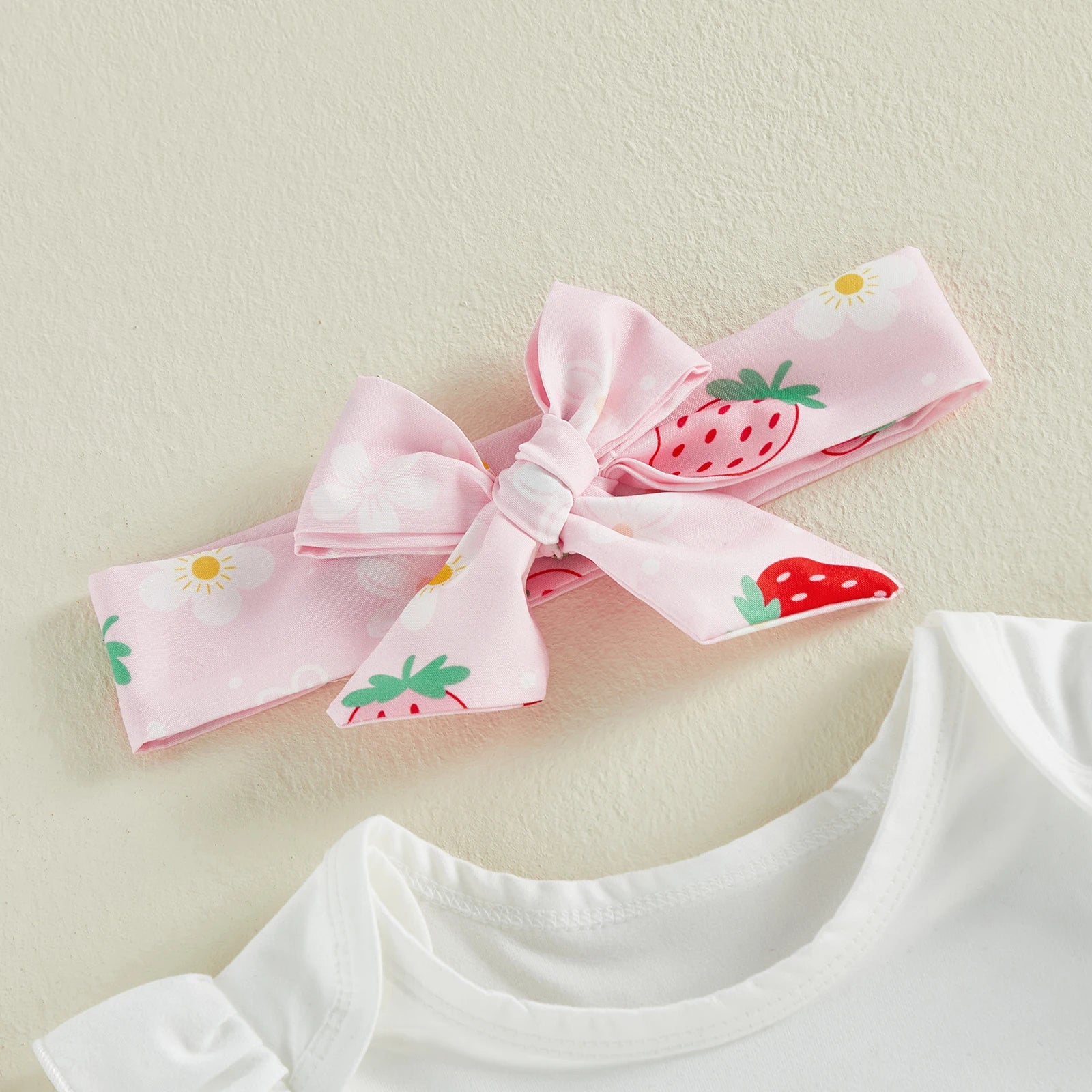 Summer Infant Girl Birthday Outfit Ruffle Short Sleeve Letters Print Romper Elastic Waist Skorts Headband Clothes