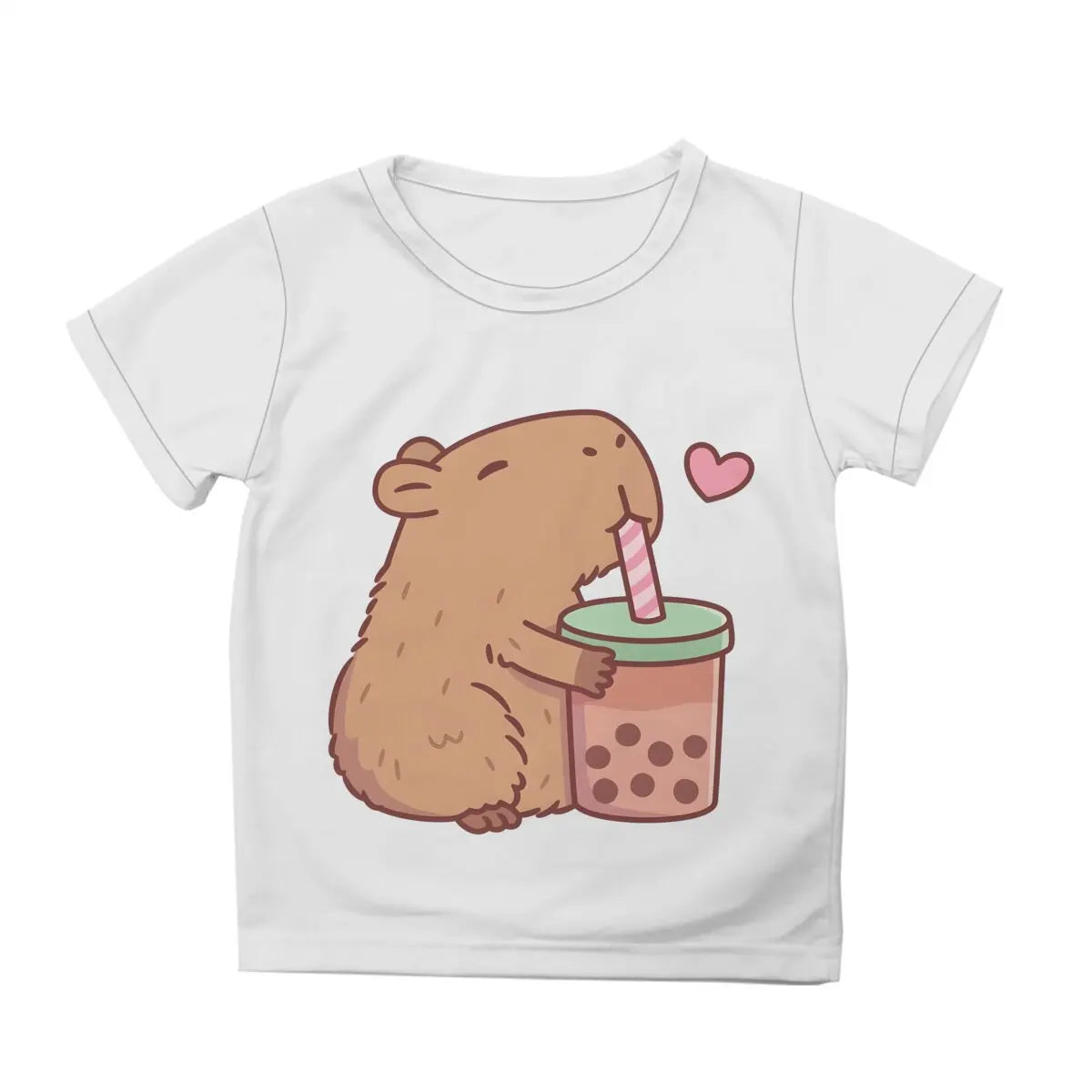 Kids Capybara Clothes Toddler Shirts Baby Boys Girls Short Sleeve Graphic Capibara Tee Striped Cotton Tops For Children Clothes