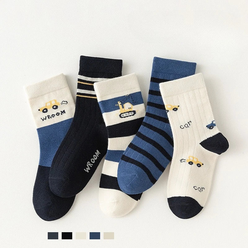 5 Pairs Baby Socks Toddler Soft Comfortable Breathable Heart Pattern Kids Footwear Elasticity Wrinkle - Resistant Athletic Socks