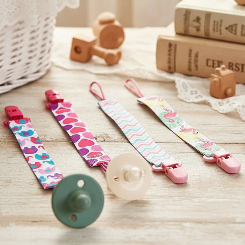 4pcs/set Newborn Pacifier Chain Clip Double-sided Printed Pacifier Belt Boys Girls Pacifier Holder Infant Feeding Accessories
