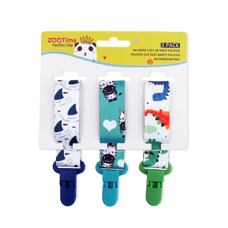 3pcs Baby Pacifier Chain Clips Soothers Ribbon Chupetas Universal Nipple Holder Leash Strap For Boys Girls Teething Accessories