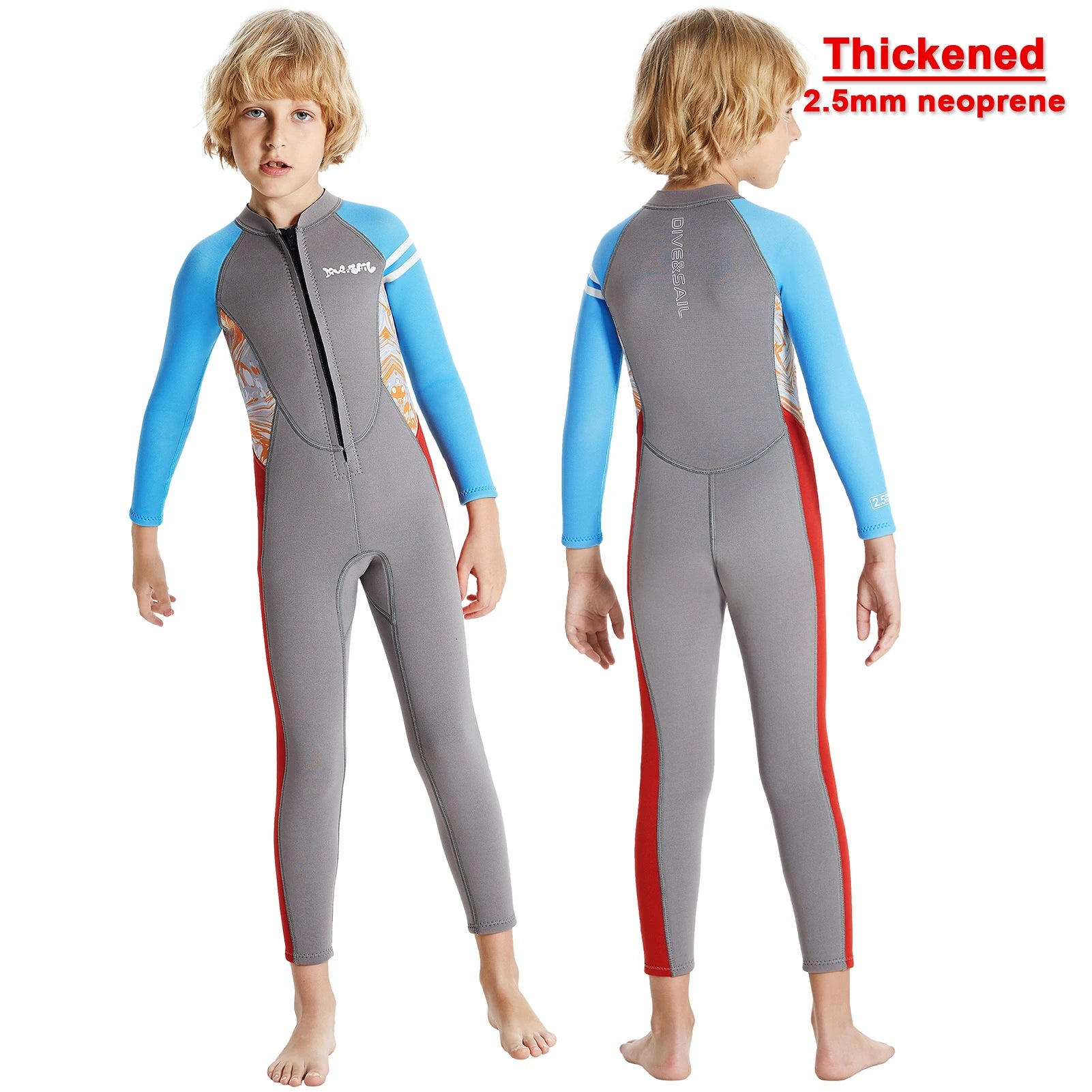 Boys Wetsuits Warm Diving Suit One-Piece 2.5MM Neoprene Thick Surfing Snorkeling Zipper Kids Swimsuits Jellyfish Scuba Swimwear
