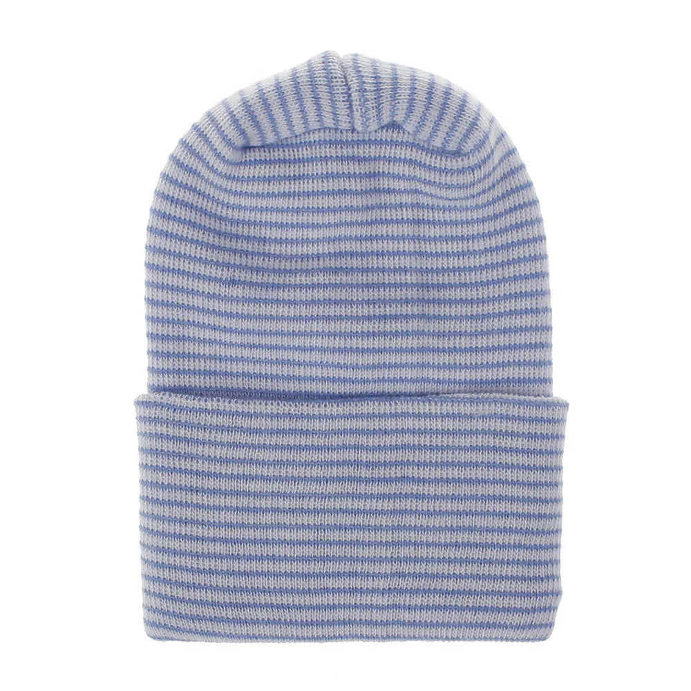 Double Layer Newborn Hospital Hat Baby Hats Nursery Beanie Cap with Bow Cute Striped Infant Hat Soft Turban Hats for Baby Girls