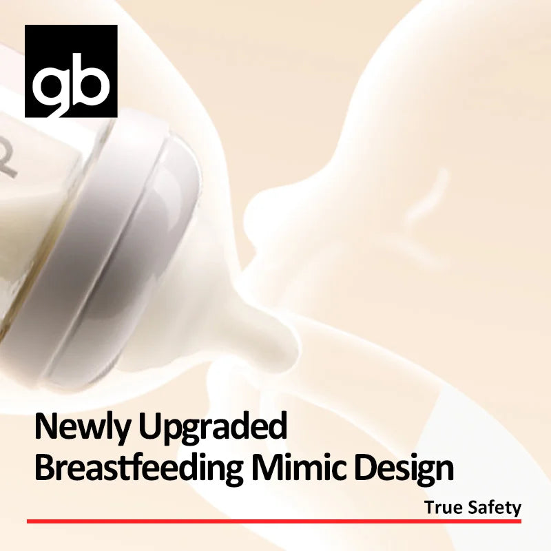 gb Baby Bottle, Glass, Platinum Series, BPA-Free, Diamond-Cut, Simulated Breastfeeding Design, Wide-Neck for Easy Cleaning