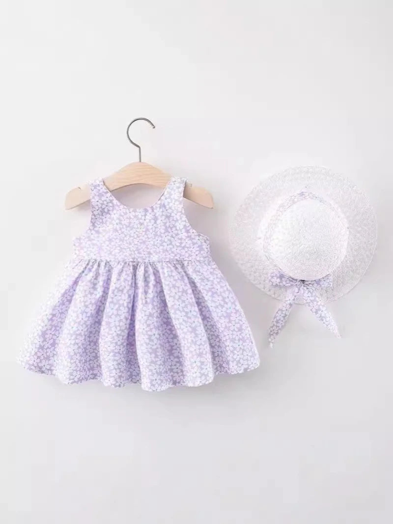 Baby Girl Clothing Set  Summer Newborn Dresses Toddler Clothes Korean Cute Bow Flowers Beach Infant Princess Dress