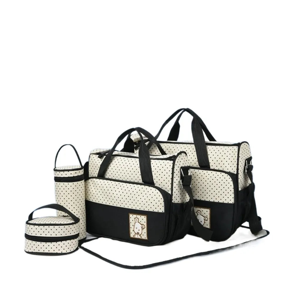 5Pcs/Set Large Capacity Baby Bag for Mom Multifunctional Changing Pad Newborn Accessories Bag Fashion Built-in Diaper Pad