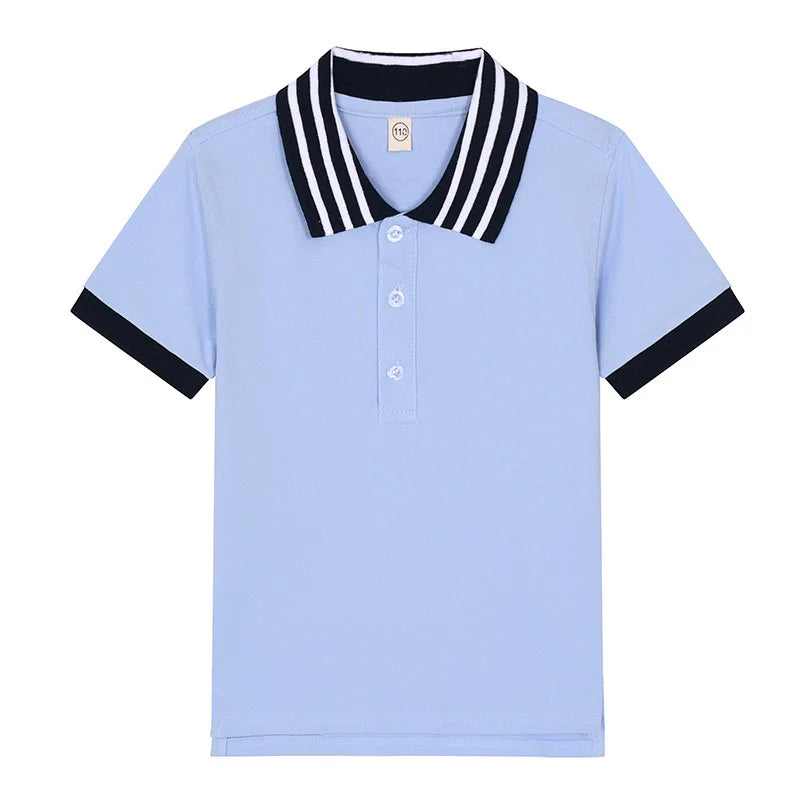 Kids T Shirt Baby Boy Toddler Polo Shirts for Children's Clothing Boys Clothes Cute Korean Polos Striped White Blue Summer Tops