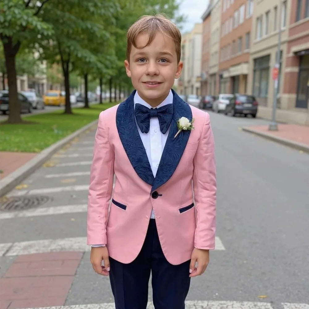 Children Formal Photography Suit Flower Boys Blazer Tuxedo Dress Teen Wedding Costume Kids Coat Pants 2Pcs Clothes