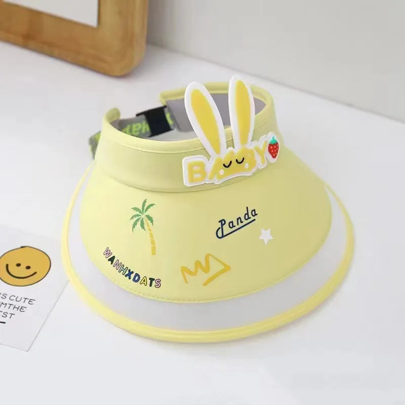 Children Sunshade Hat 2-8 Years Old Boys Empty Top Big Brimmed Cool Hat Summer Girls Cartoon Ice Silk Adjustable Sunscreen Hat