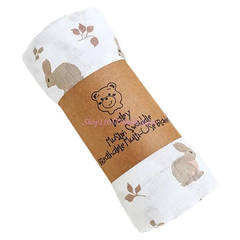 R6FD 120x110cm Swaddles Blanket for Newborns Breathable Cotton Baby Wrap Cloth Bath Towel Boys Girls Nursery Essential