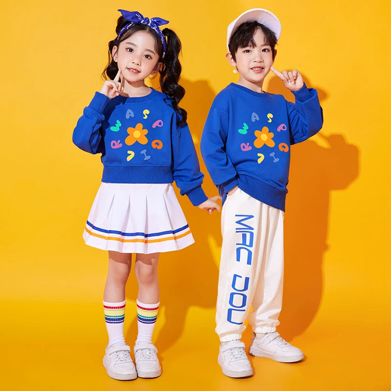 Twins Boy and Girl Clothing Set Kids Hiphop Streetwear School Clothes Performance Outfits Teens Child Hip-Hop-Tops Trousers Suit
