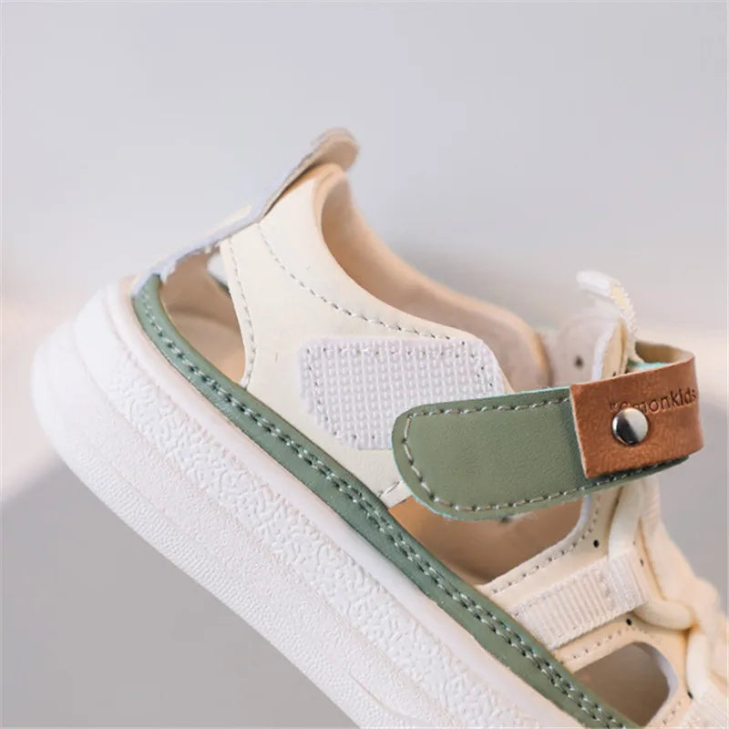 New Summer Baby Shoes For Boys Leather Cut-outs Girls Sandals Soft Sole Kids Beach Shoes Fashion Toddler Sandals 15-25