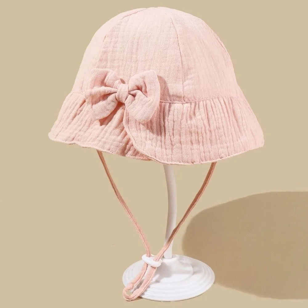 Adjustable Cotton Toddle Bucket Hat Bowknot Love Heart Baby Sunhat Wide Brim Sunscreen Infant Fisherman Hat Girls
