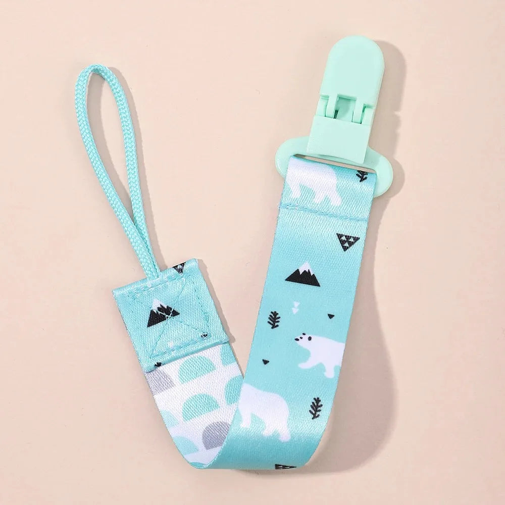 Cute Cartoon Baby Pacifier Clips Ribbon Anti-drop Buckle Strap Pacifier Chain Fixed Button Adjustable Dummy Clip