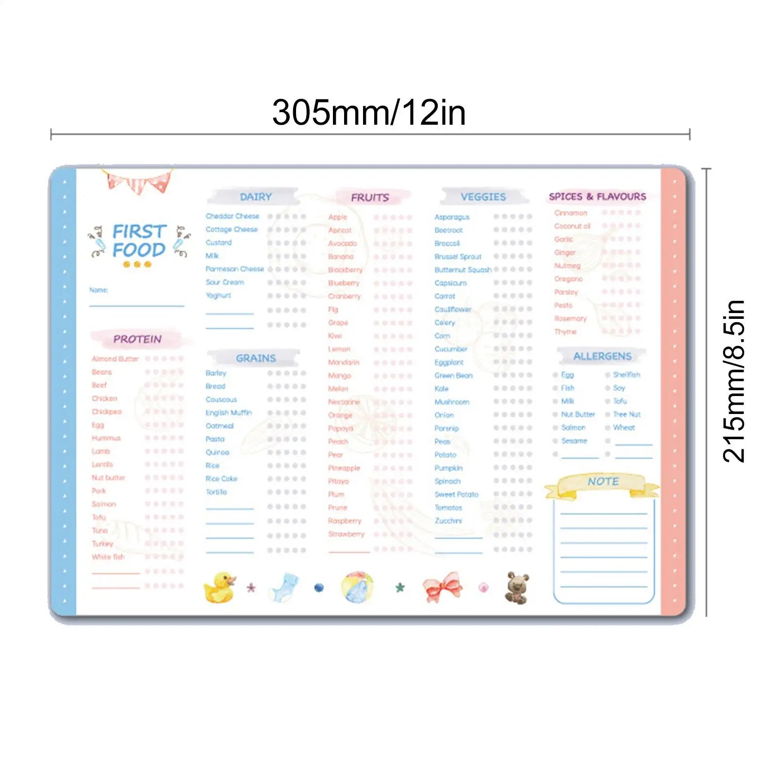 Magnetic Baby First Foods Checklist Erasable Infant Food Tracking Chart Repeatable Magnetic Baby Feeding Meal Planner