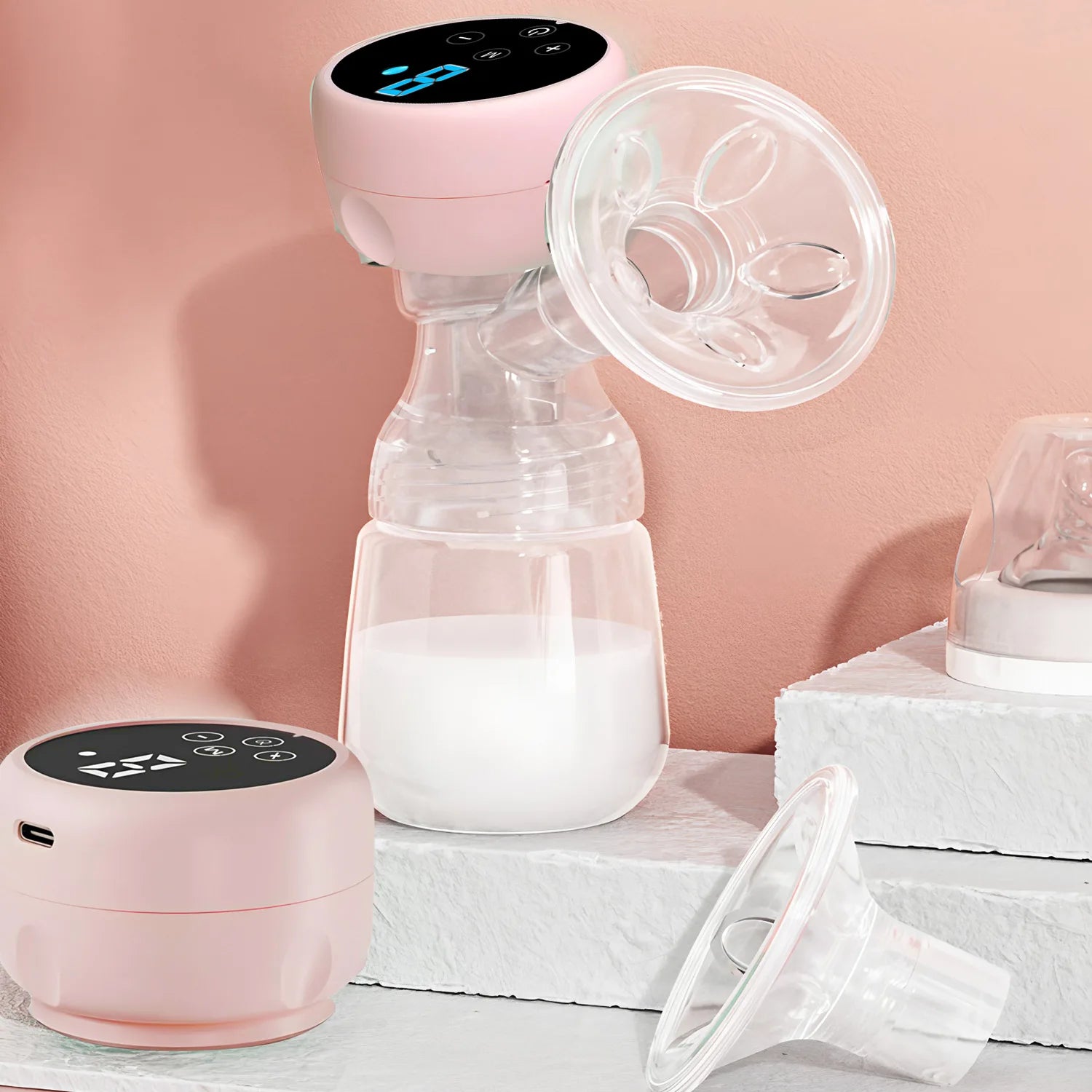 Electric Breast Pump Portable Baby Nipple Bottle 2-IN-1 Smart Integrated Suction Breast Pump Milk Postpartum Fortable BreastPump