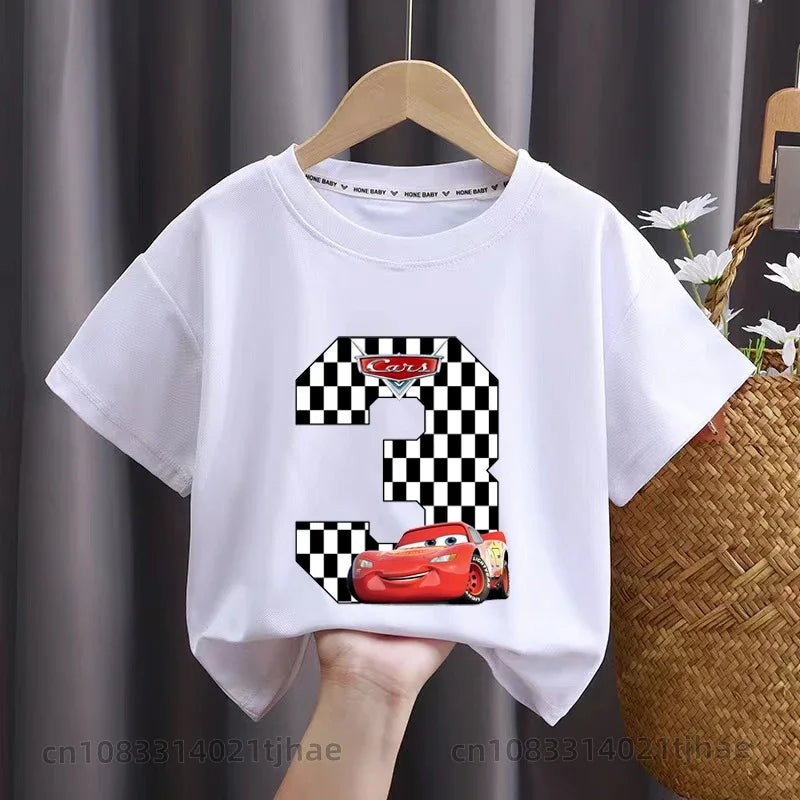 Cars 0-9 Birthday Kids Cosplay COTTON T-shirts for Babys T-Shirt Costume Tees Baby Party T Shirt Clothes Children Tops