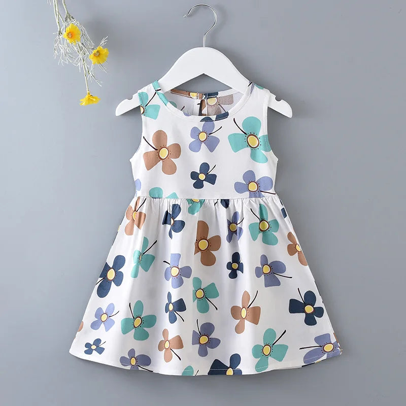 Baby Girls Summer Dress Sleeveless Cute Print Children's Dresses Cotton Toddler Kids Party Sundress Clothes Baby Clothing Skirts