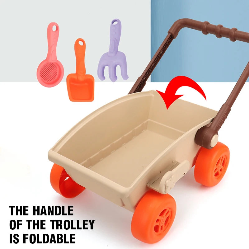 Children Beach Sand Play Tool Set Sand Bucket Sieve Funnel Sand Shovel Sand Wagon Watering Can Summer Outdoor Beach Toy for Kids