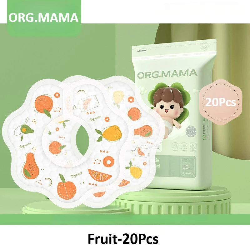 20PCS Disposable Bibs for Babies Toddler Feeding Baby Bibs Soft Absorbent Leakproof Individually Packaged for Travelling Outdoor