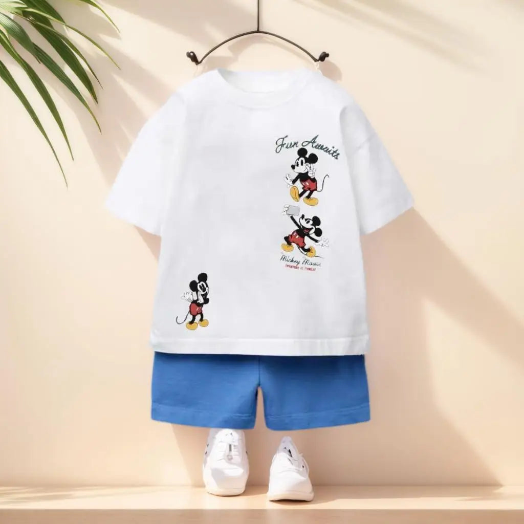 Designer Children's Summer Short Sleeved Set Pure Cotton For Girls' Summer Wear And Boys  Outdoor Sports Suit Kids Clothing