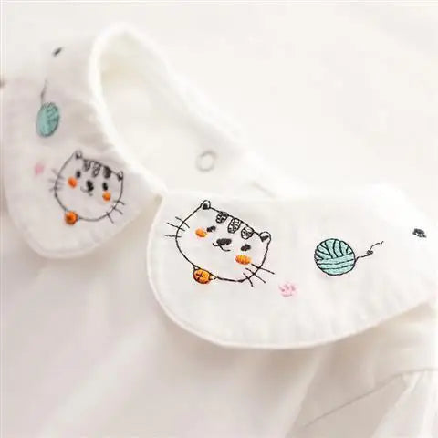 Toddler Girls T-shirts Autumn Cotton White Pullover Tops for Kids Fashion Children Long Sleeve Bottoming Shirts Cute Flower Tees