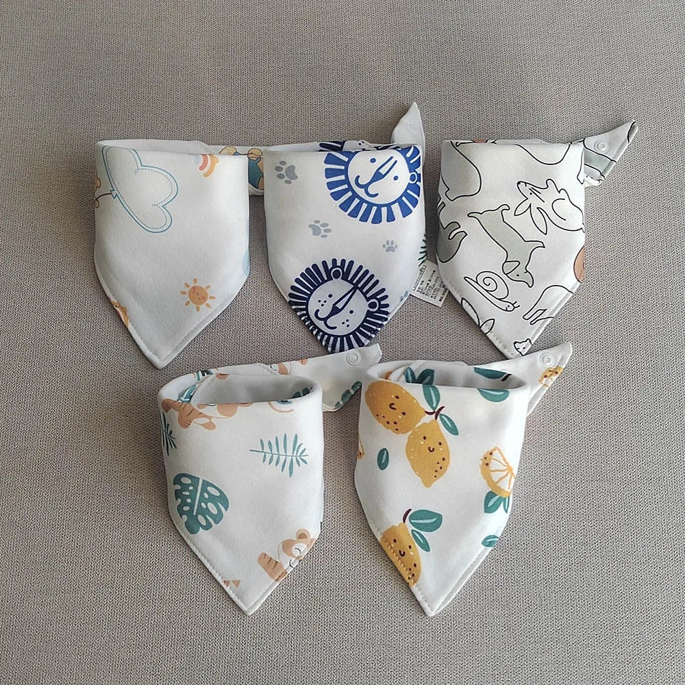 New 5 Pieces/Lot Baby Bib Newborn Feeding Burp Cloth Cotton Kids Triangle Scarf Teething Saliva Towel Soft Bandana Bibs