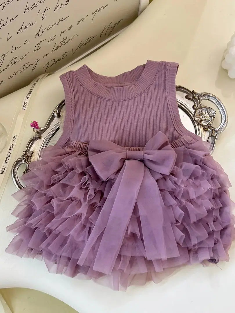 New girl vest +skirt 2pc/set solid girls baby children summer princess dress fashion clothes students 0-8year 80-140 purple