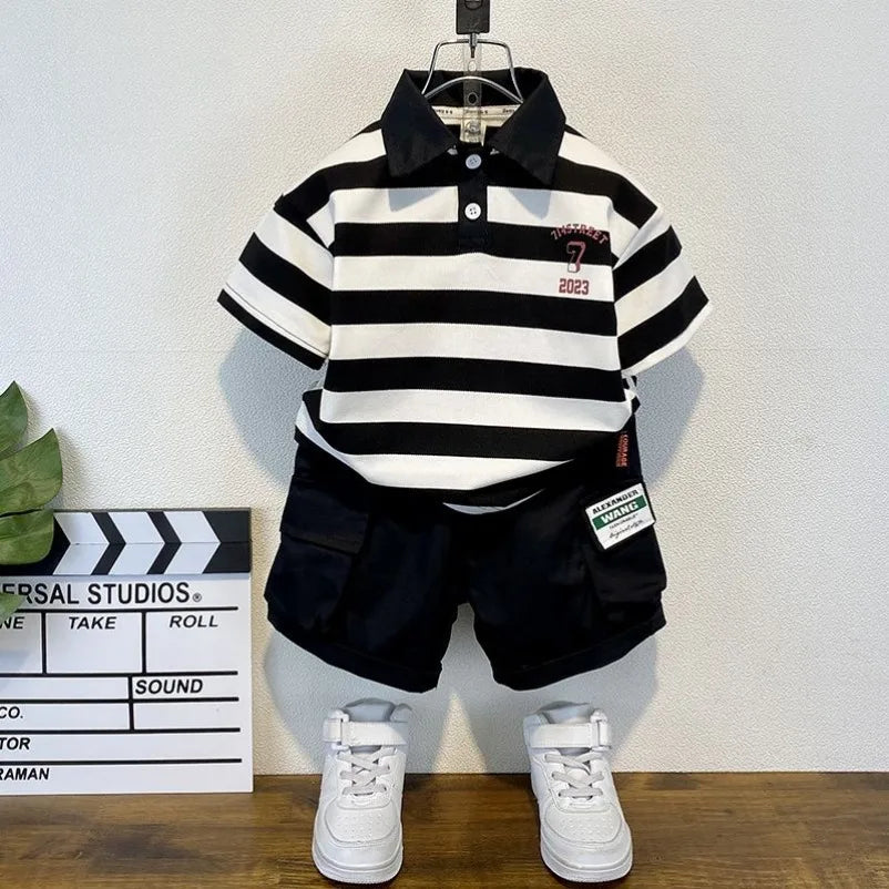 Summer Baby Boy Clothes Sets Cotton Cartoon Casual T-Shirt Shorts 2PCS Children's 2025 New Top & Bottom Sets Fashion Kids Suit
