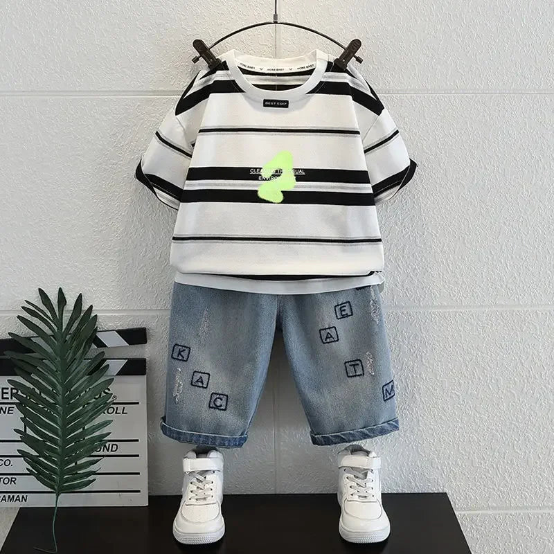 Summer Baby Boy Clothes Sets Cotton Cartoon Casual T-Shirt Shorts 2PCS Children's 2025 New Top & Bottom Sets Fashion Kids Suit