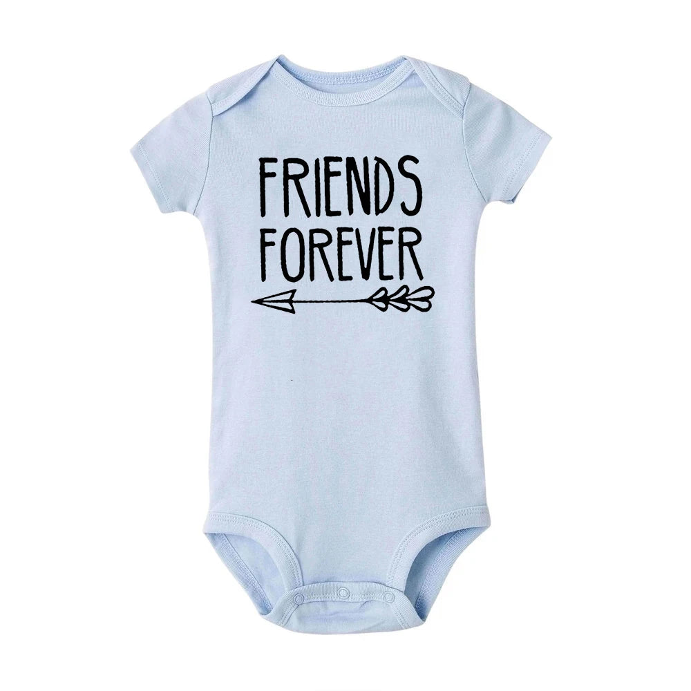 Born Together Baby Twins Bodysuits Best Friends Forever Baby Clothes Twin Summer Jumpsuit Girls Boys Outfits Infant Shower Gifts