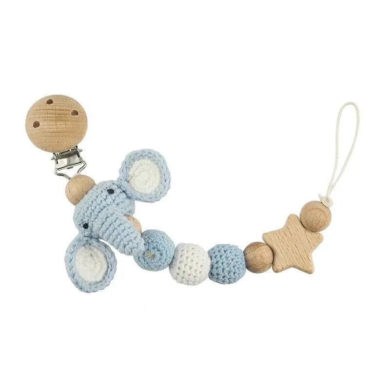 Baby Pacifier Clip Crochet Children's Pacifier Chain Baby Teething Glue Diy Cartoon Animal Pacifier Chain Proof Stroller Pendant