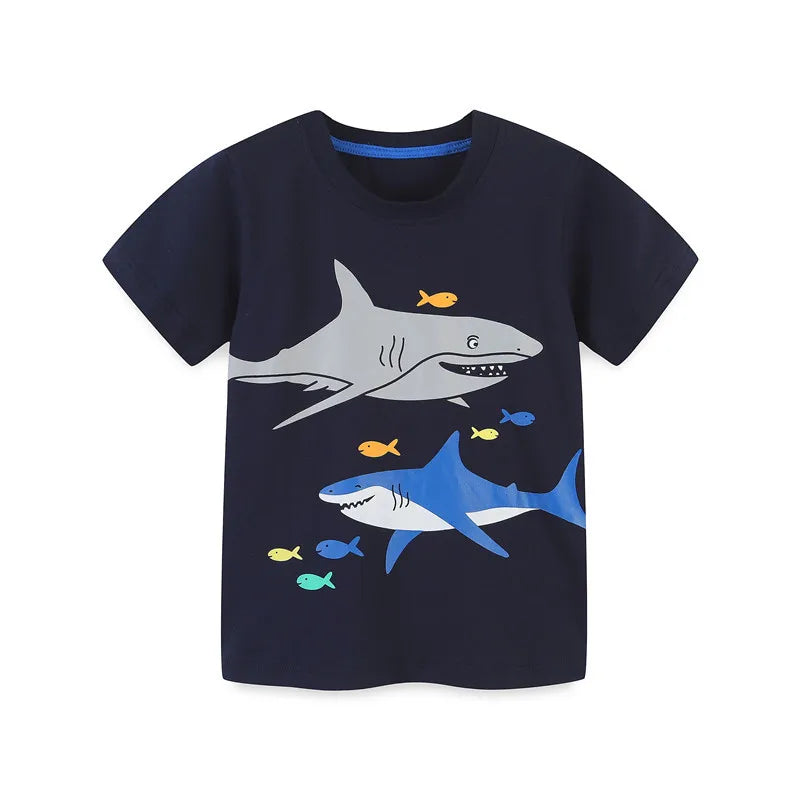 2-7T Cotton Boys Kids TShirts Summer Hot Selling Toddler Clothing Short Sleeve Cartoon Print Fashion Kids Tees Tops