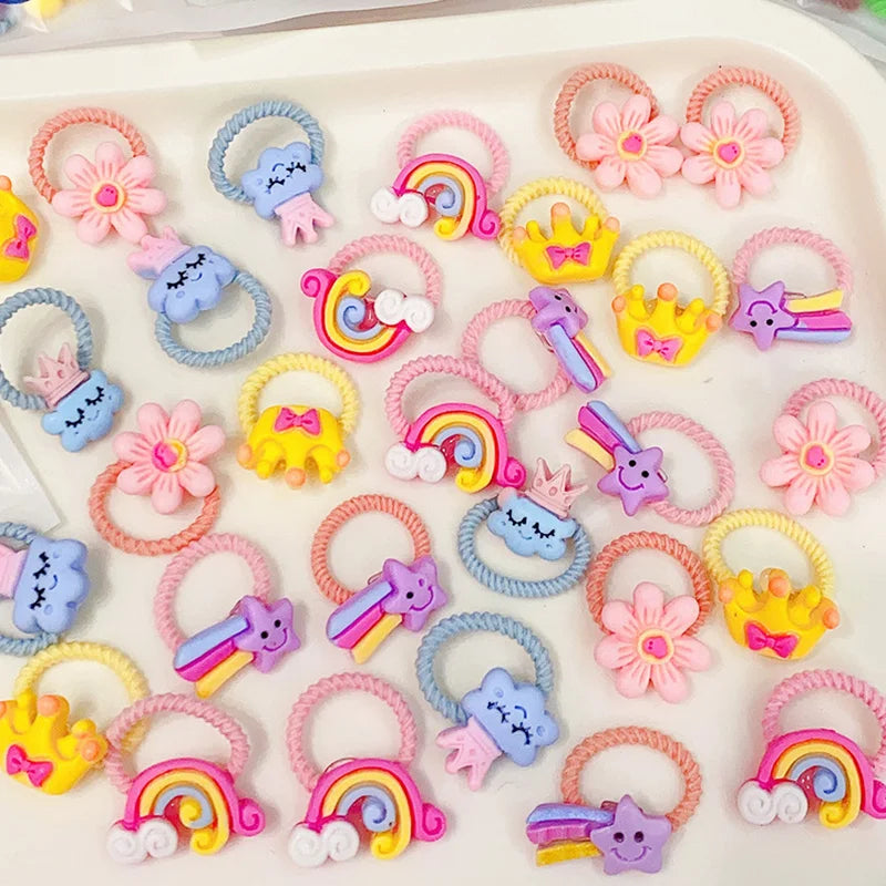 50Pcs/Lot Children Hair Accessories Girls Cartoon Elastic Hair Bands Baby Head Rope Kids Small Animal Headband Cute Headdress