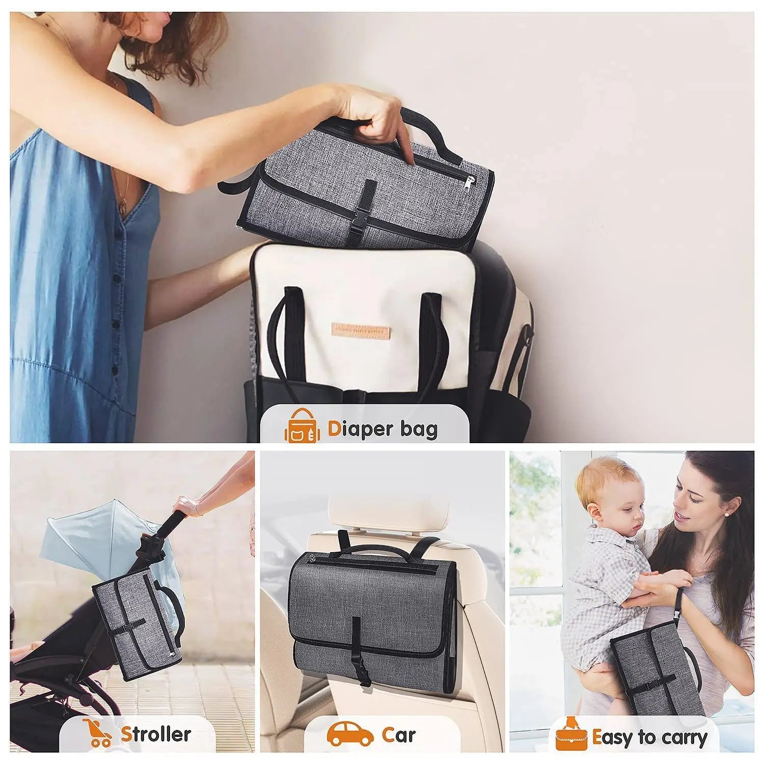 Foldable Baby Diaper Changing Pad Waterproof Newborn Diaper Pad Portable Toddler Changing Table Durable Oxford Baby Diaper Bag