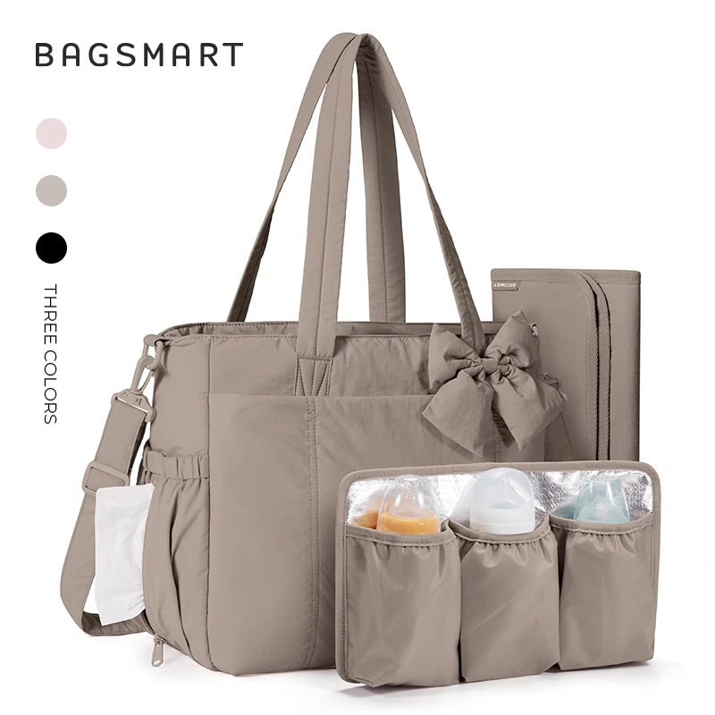 BAGSMART Mommy Diaper Bag Stroller Organizer Multifunctional Baby Diaper Handbag with Changing Large Capacity Maternity Totes