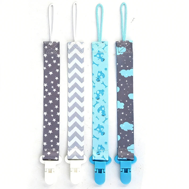 4pcs/set Newborn Pacifier Chain Clip Double-sided Printed Pacifier Belt Boys Girls Pacifier Holder Infant Feeding Accessories