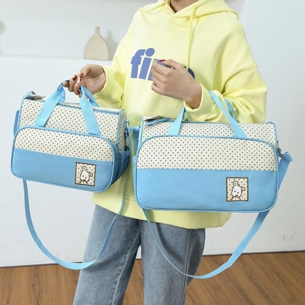 5Pcs/Set Large Capacity Baby Bag for Mom Multifunctional Changing Pad Newborn Accessories Bag Fashion Built-in Diaper Pad