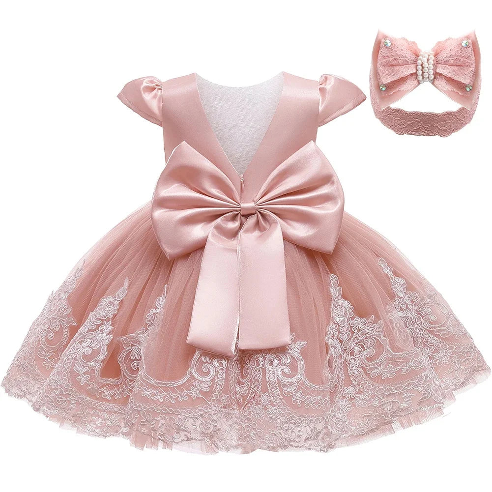 Baby Girls 1st Birthday Costume Toddler Kids Wedding Birthday Party Lace Princess Dress Children Christmas Girls elegant dresses