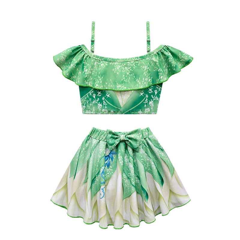 Swimsuit 2022 New Girls Snow Queen Elsa Anna Princess Swimwear Children One-pieces Rapunzel Melinda Tiana Baby Swimming Bikinis