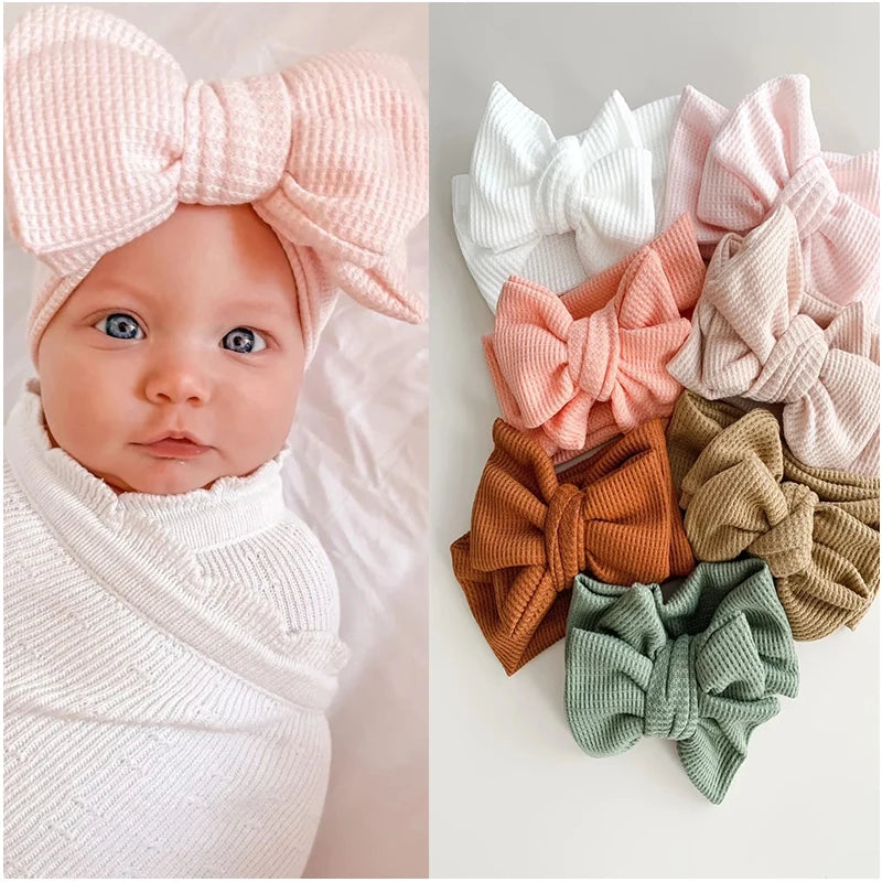 Baby Girl Hair Accessories Baby Headband Newborn Children's Headwear Knit Big Bow Double Layer Kids Hair Band Turban Headdress