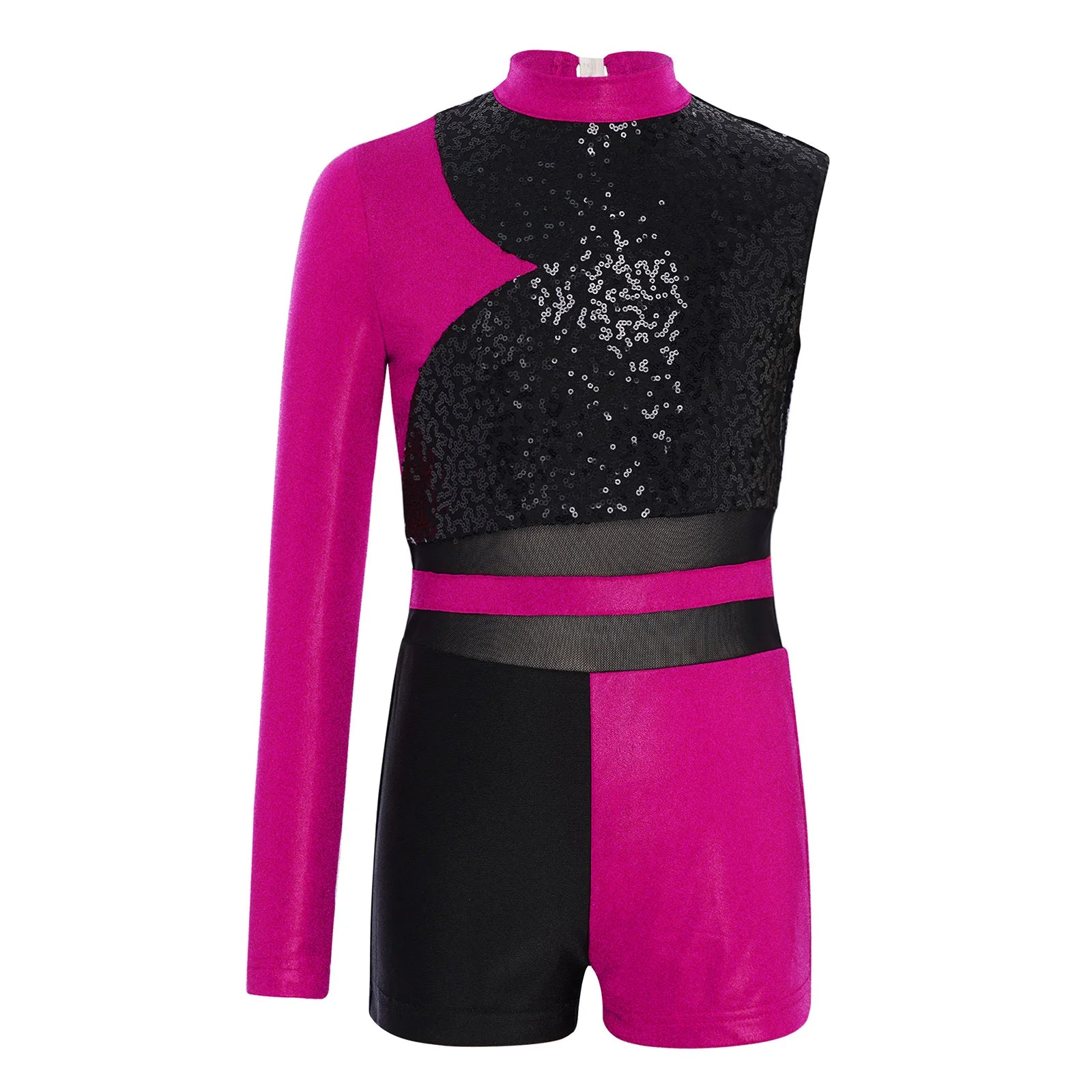 Kids Girls Gymnastics Ballet Leotards Jumpsuit Dance Outfits Performance Costume Cutout Back Glittery Sequins Metallic Dancewear