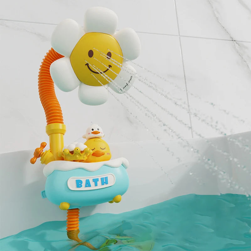 Baby Bath Toys Bath Shower for Toddler 4 in 1 Bathtub Toy with Sunflower Shower 3 Water Spray Sprinkler BathTub Toys for Baby