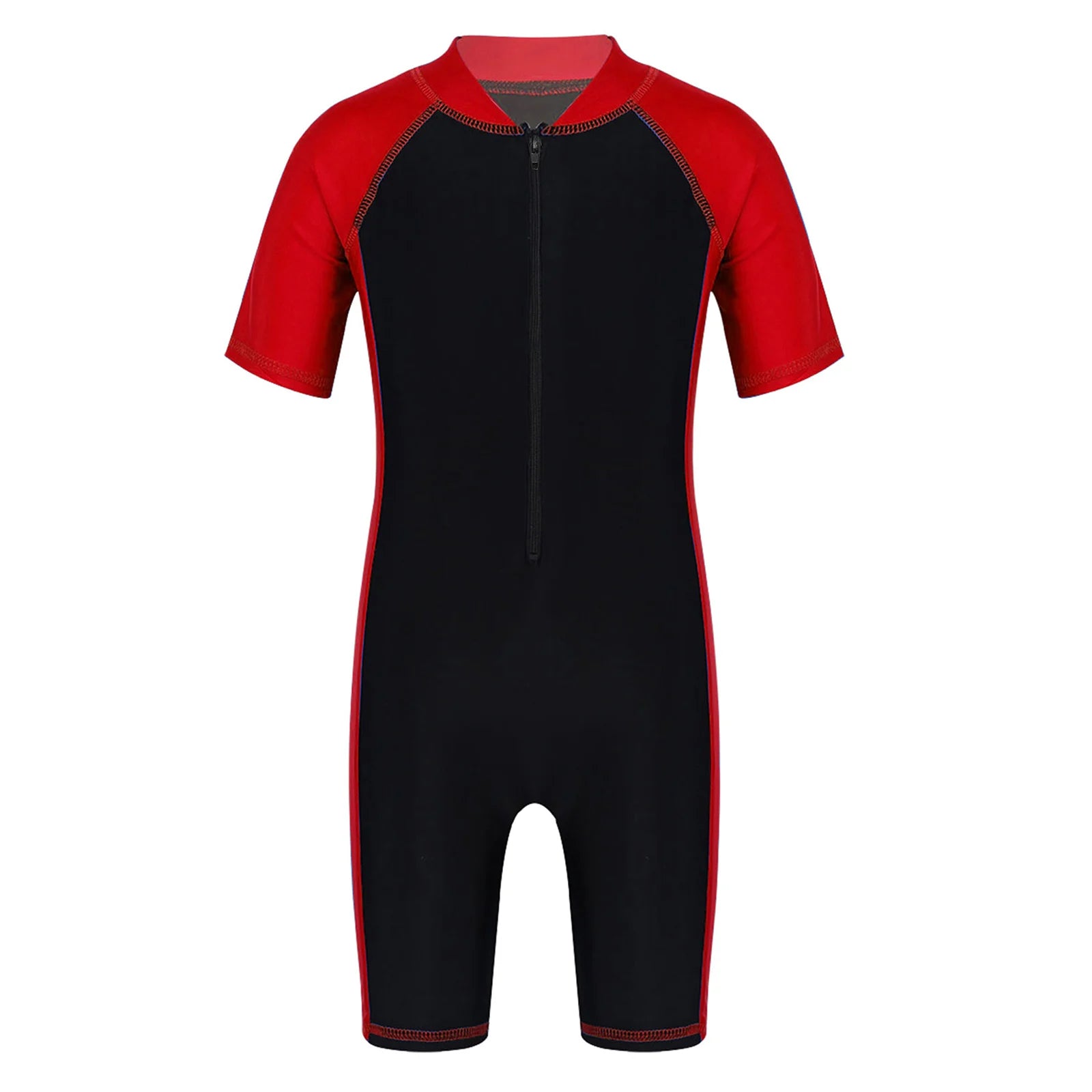 Kids Boys Girls Wetsuit Swimsuit One-piece Rash Guard Swimwear Short Sleeves Zippered Shorty Bodysuit Swimming Bathing Suit
