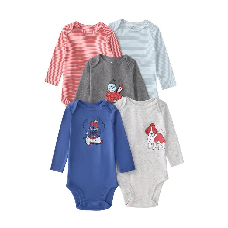 100% Cotton Soft Breathable Baby Bodysuits Long Sleeve Newborn Infant Boys Girls Onesies Rompers Bebe Clothes Baby Shower Gifts