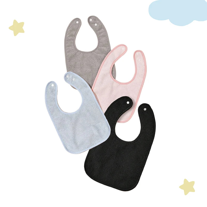3Pcs/4Pcs Terry Cloth Waterproof Bibs for Babies Feeding Bibs Soild Color Waterproof Towel Kids Bandanas Burp Cloths